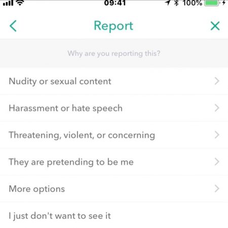 report snapchat user 1