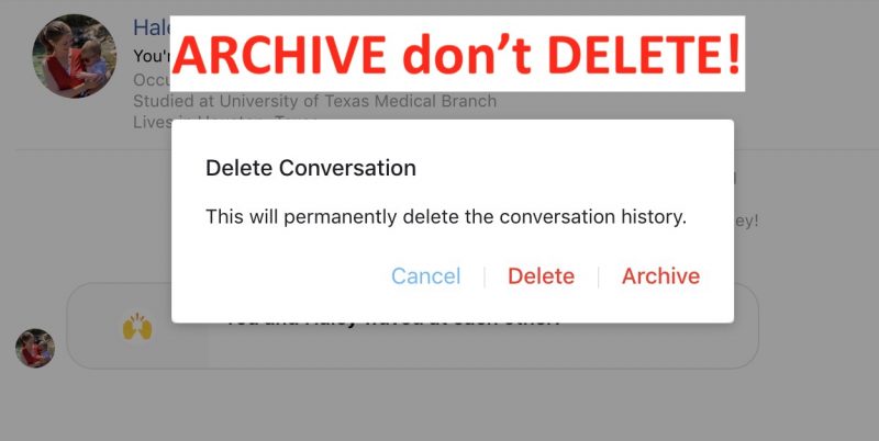 archive facebook messages dont delete