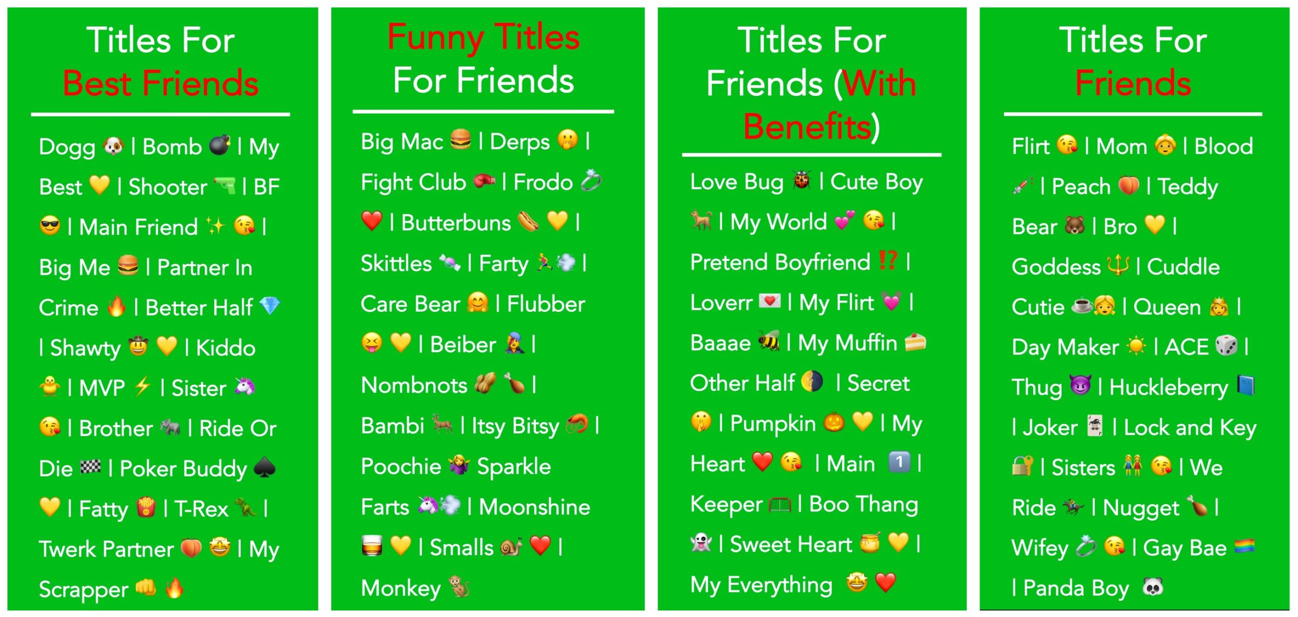 Friends weird nicknames for best 100 Fun