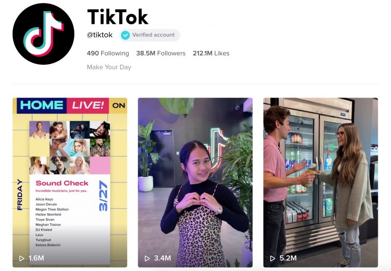 official tik tok account